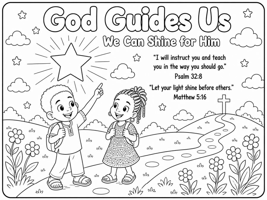 Coloring page: God guides us