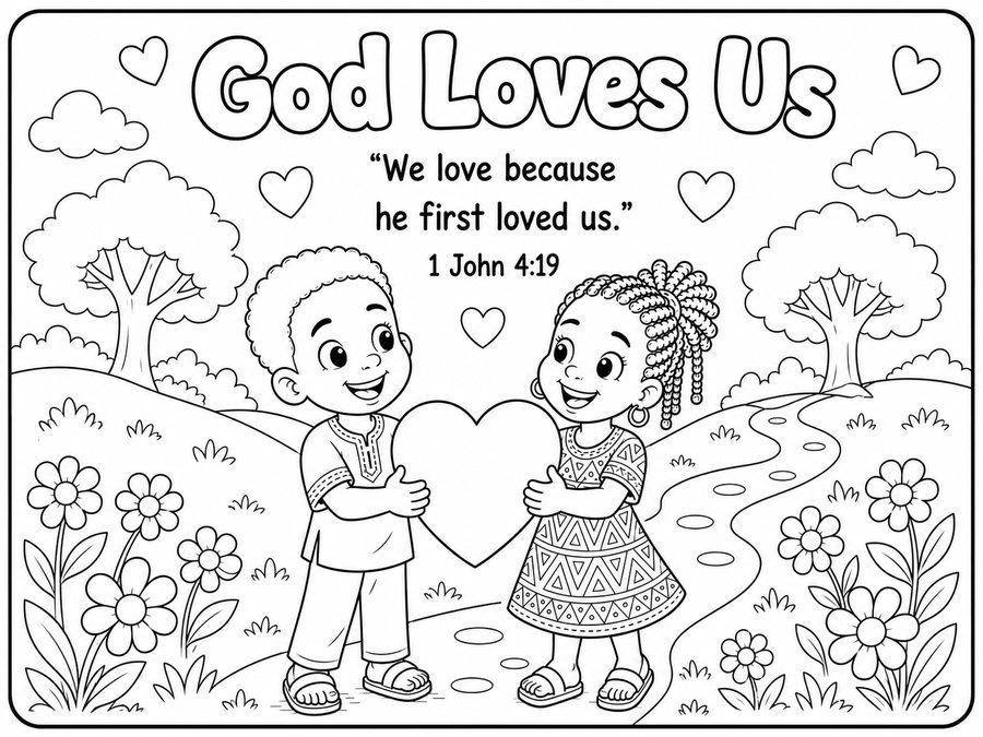 Coloring page: God loves us